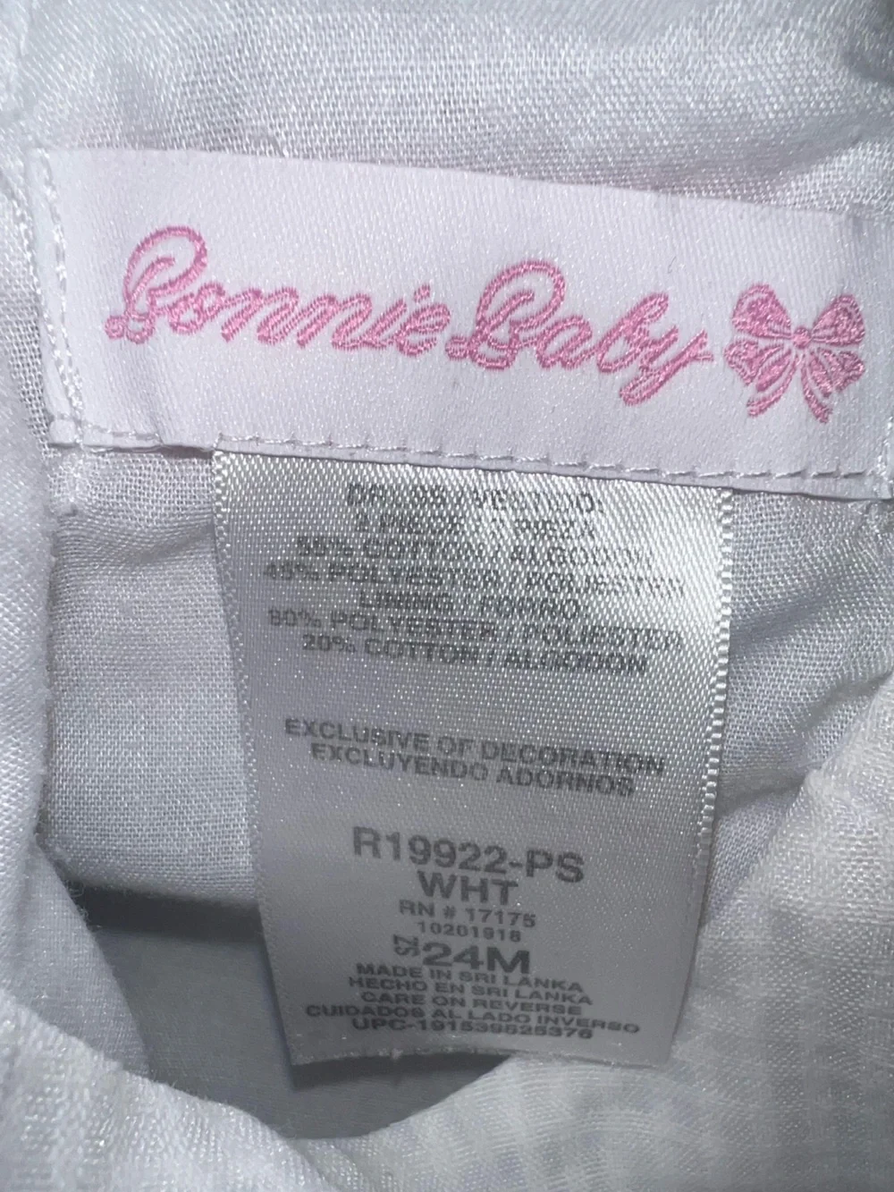Vintage Bonnie Baby Girl Formal White Dress Pink Rose Embroidery 24 month